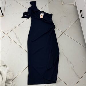 Chic Midnight Blue One-Shoulder Dress
